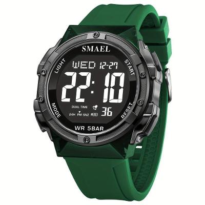 Relógio Digital Masculino Moderno e Estiloso Esportivo com Alarme LED Verde Smael
