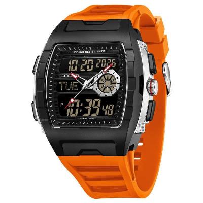 Relógio Desportivo Outdoor Multifunções Ecrã Duplo Laranja Sanda