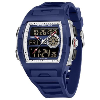 Relógio Desportivo Outdoor Multifunções Ecrã Duplo Azul Esportivo Sanda