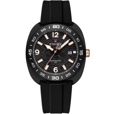Relógio de Pulso Masculino Analógico Mostrador Luminoso Pulseira Silicone Preto Naviforce