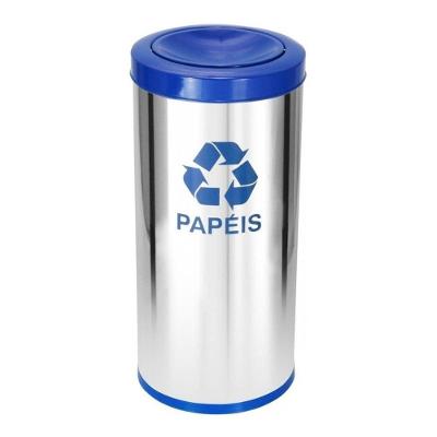 Lixeira Aço Inox Tampa Meia Esfera Pintada 22L para Cozinha Higipack