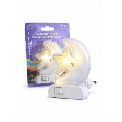Luz Noturna LED Estrela Lua para Tomada Iluminação Suave Branco Unicasa Móveis