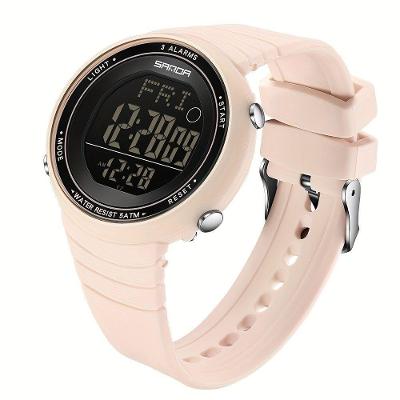 Relógio Feminino Esportivo Digital com Pulseira de Silicone Rosa Sanda