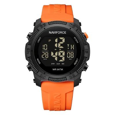 Relógio Masculino para Homem Mostrador Preto Laranja Esportivo com Data à Prova D'água Naviforce