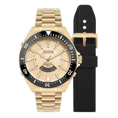 Relógio Masculino Skydiver WT2050AK-T1D Ana Digi Aço Inox Dourado Technos