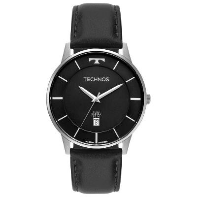 Relógio Masculino Gm10yy-0p Analógico Pulseira de Couro Slim Prata Technos
