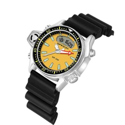 Relógio Masculino Esportivo Led Digital Analógico Pulseira de Borracha Amarelo Sanda