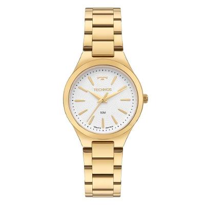 Relógio Feminino 2035NGE-1K Analógico Pulseira Aço Dourado Mostrador Prata Technos