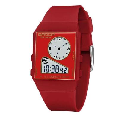 Relógio Eletrônico Multifuncional Masculino 6338 Digital Vermelho Sanda