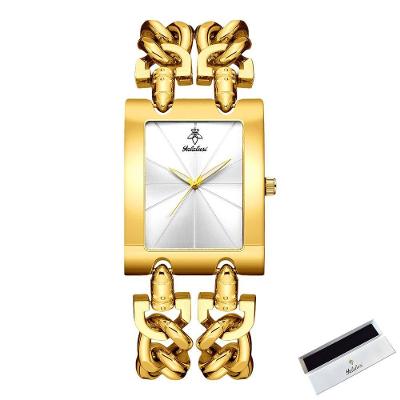 Relógio de Pulso Feminino Quartzo Analógico e Digital Pulseira Metal Branco-dourado Sanda