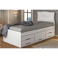 Cama Solteiro Júlia 5 Gavetas Multifuncional Branco - Conquista - 1