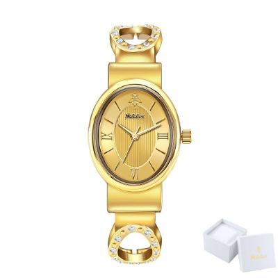 Relógio Feminino de Quartzo Analógico e Digital Pulseira Metal com Strass Dourado Sanda