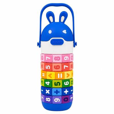 Garrafa Infantil Térmica com Tabuada Coelhinho com Anéis Giratórios 430ml para Escola Azul