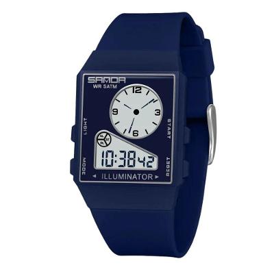 Relógio Eletrônico Multifuncional Masculino Sanda 6338 Digital Azul Resistente à Água
