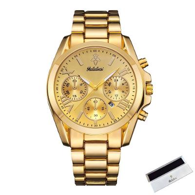 Relógio de Pulso Feminino Quartzo Analógico e Digital Pulseira Metal Dourado Sanda