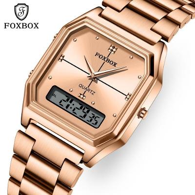 Relógio de Pulso Feminino de Quartzo Analógico e Digital Aço Inox Rosa Lige