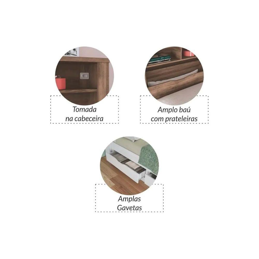 Cama Solteiro Invicta c/Auxiliar Branco - Santos Andirá - 3