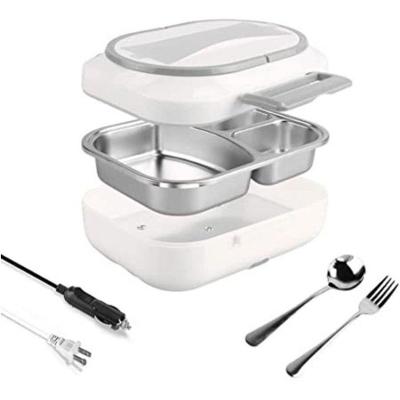 Marmita Elétrica Portátil Automática Electric Lunch Box 110V e 12V 1,5L com Repartições e Colher