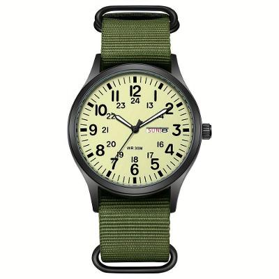 Relógio de Pulso Masculino Relógio Verde para Homem de Quartzo Luxo Nylon Analógico Verde