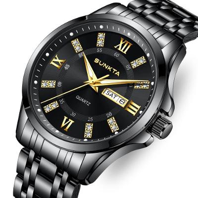 Relógio de Pulso Feminino Quartzo Analógico com Pulseira de Aço Inox Ouro e Preto Lige