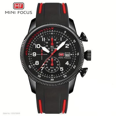 Relógio de Pulso Masculino de Quartzo Cronógrafo Silicone Luminoso Vermelho Mini Focus