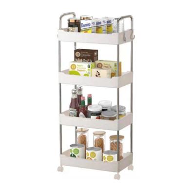Prateleira Multiuso 4 Andares com Rodízios Plástico PP e Aço Inox para Diversos Ambientes Branco
