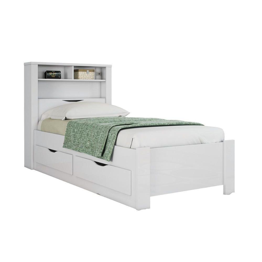 Cama Solteiro Invicta C/ 2 Gavetas Branco - Santos Andirá - 1