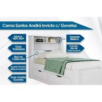 Cama Solteiro Invicta C/ 2 Gavetas Branco - Santos Andirá