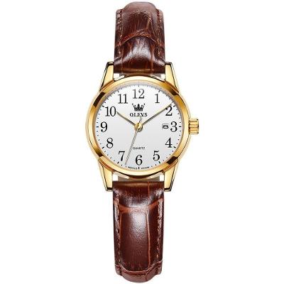Relógio de Pulso Feminino Quartzo Desportivo Casual Digital Display LCD Pulseira Couro Branco Olevs