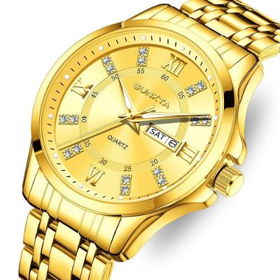 Relógio de Pulso Feminino de Quartzo Analógico com Pulseira de Aço Inox Dourado Lige
