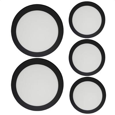 Kit 5 Painéis de LED Redondo Sobrepor 24W 4100K Neutro Suave Preto Blumenau Iluminação