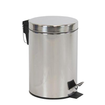 Lixeira Redonda 3L Aço Inox Polido com Pedal Cesto Interno Prata Goedert