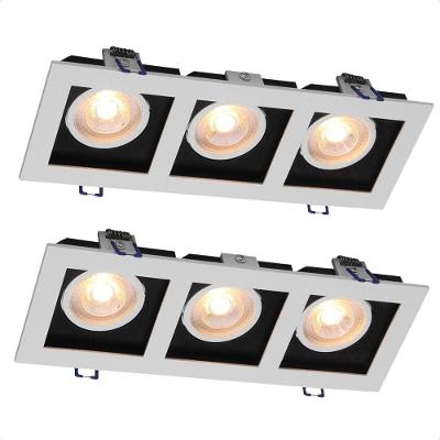 Kit 2 Spot Quadrado Led Recuado Triplo 15W 3000K Amarelo Quente Bivolt Taschibra