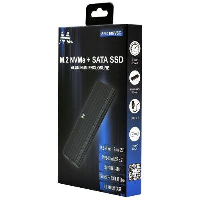 Gaveta para SSD M.2 Nvme EN-410NVSC com USB-C 3.2 Gen 2 em Alumínio Preto Mtek