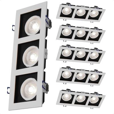 Kit 6 Spot de Embutir Quadrado Led Triplo 15W 6500K Branco Frio Bivolt Taschibra