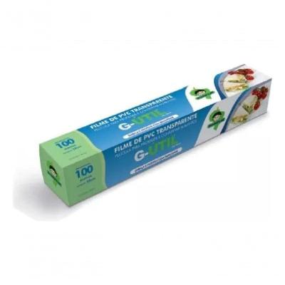 Rolo de Filme Pvc 28cmx100m com Trilho Cortante para Cozinha Profissional Guarufilme