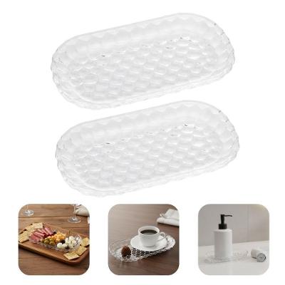 Kit 2 Travessa de Cristal Bublle Mini Bandeja para Petiscos em Cristal de Chumbo Transparente Lyor