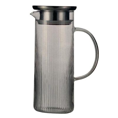 Jarra Acqua 1,4L de Vidro Borossilicato com Tampa em Inox para Água e Sucos Transparente Lehaví