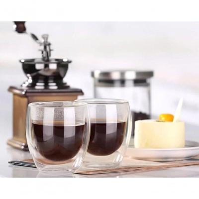 Conjunto 2 Copos Vidro Parede Dupla 80ML para Café e Drinks Gelados Transparente Globalmix
