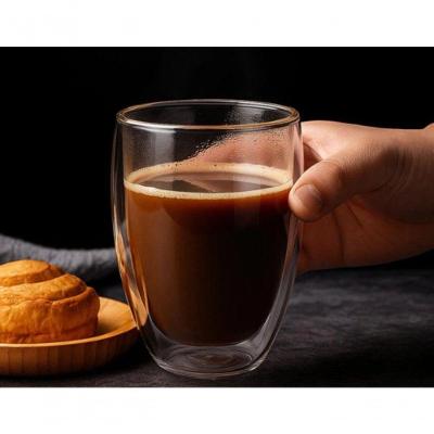 Conjunto 2 Copos Vidro Parede Dupla 350ML Isolamento Térmico para Bebidas Transparente Globalmix