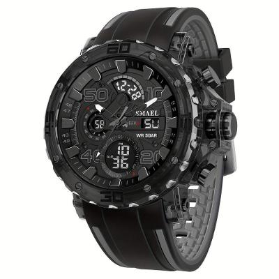 Relógio Digital Masculino Multifuncional com Luz Noturna Pulseira Plástica Preto Smael