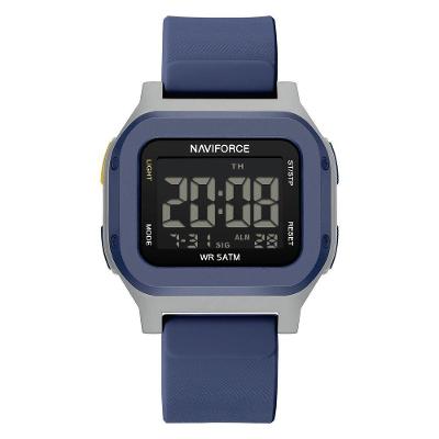 Relógio Digital Masculino Esportivo LED Pulseira de Silicone Azul Naviforce