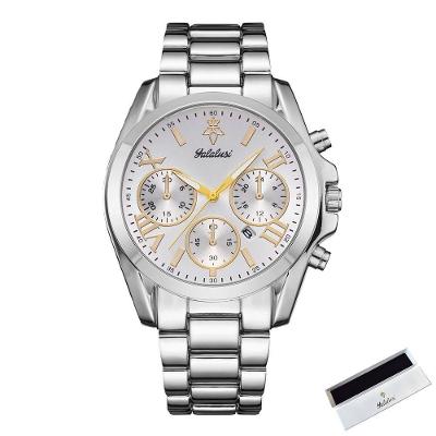 Relógio de Pulso Feminino de Quartzo Analógico e Digital Pulseira de Metal Prata Sanda