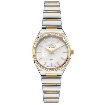 Relógio Feminino St.moritz 2025LVE-1K Analógico Pulseira de Aço Bicolor Technos