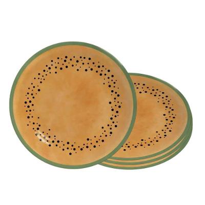 Jogo de Pratos de Sobremesa Mamão 4 Peças Cerâmica 21cm Estampa Tropical Laranja Alleanza