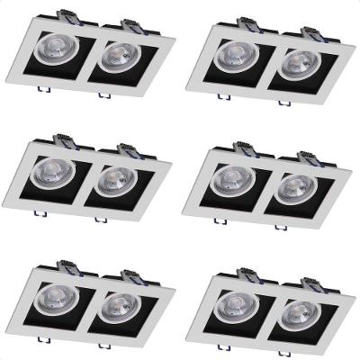 Kit 6 Spot de Embutir Quadrado Recuado Duplo LED 10W 6500K Branco Taschibra