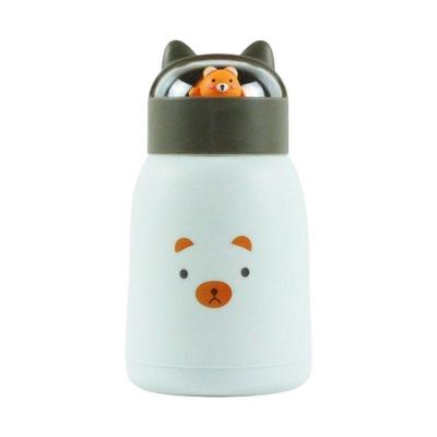 Copo Infantil Cartoon 350ml Interior de Vidro Parede Dupla para Bebidas Quentes e Frias Branco