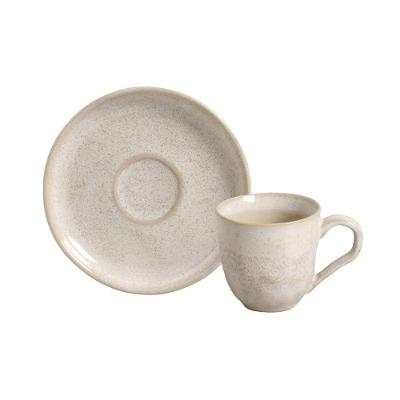 Xícara de Café com Pires Bio Latte 120ML Stoneware Design Contemporâneo Off White Porto Brasil