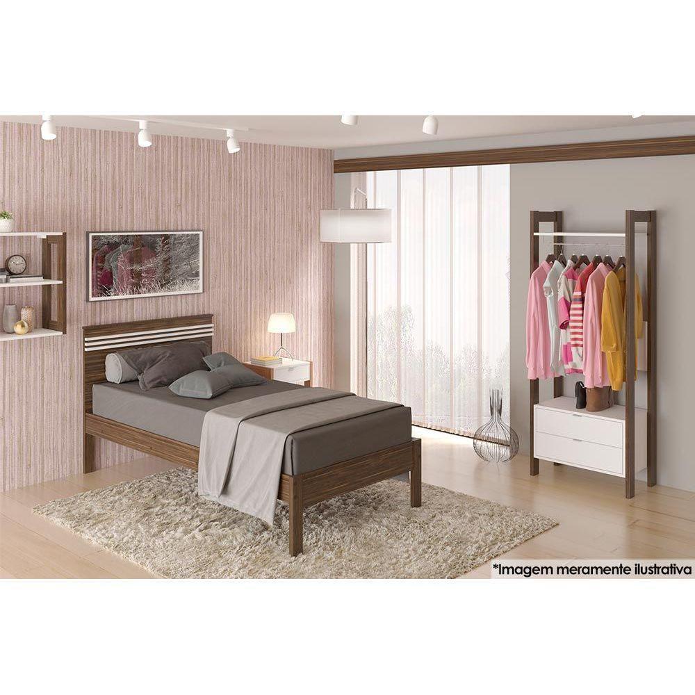 Cama Solteiro Cm8010 Nogal/Branco - Tecno Mobili - 2