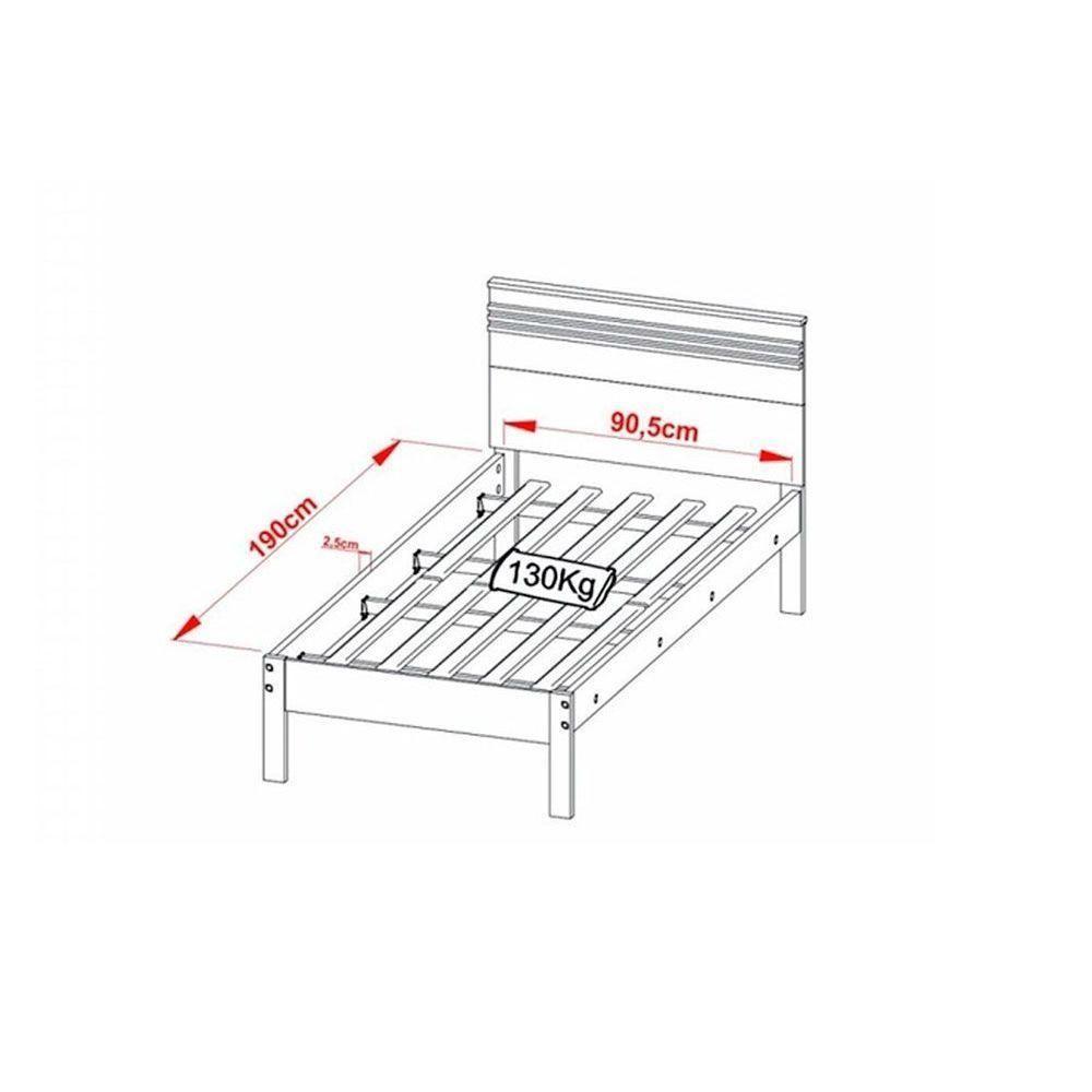 Cama Solteiro Cm8010 Nogal/Branco - Tecno Mobili - 3